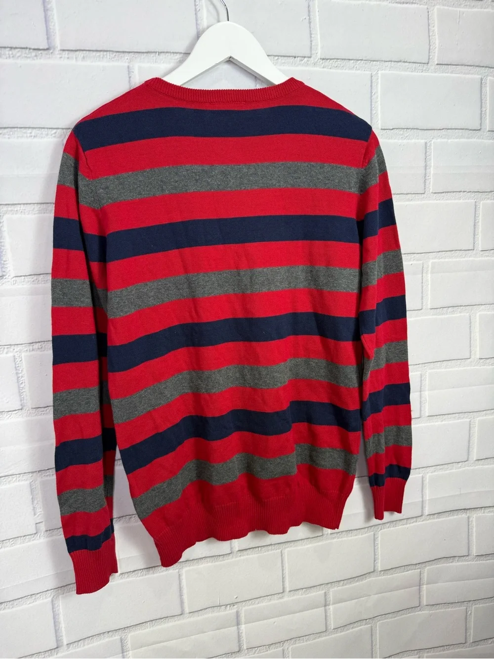 The Children’s Place Boys Striped Sweater Size 16 Red Blue Gray Crewneck